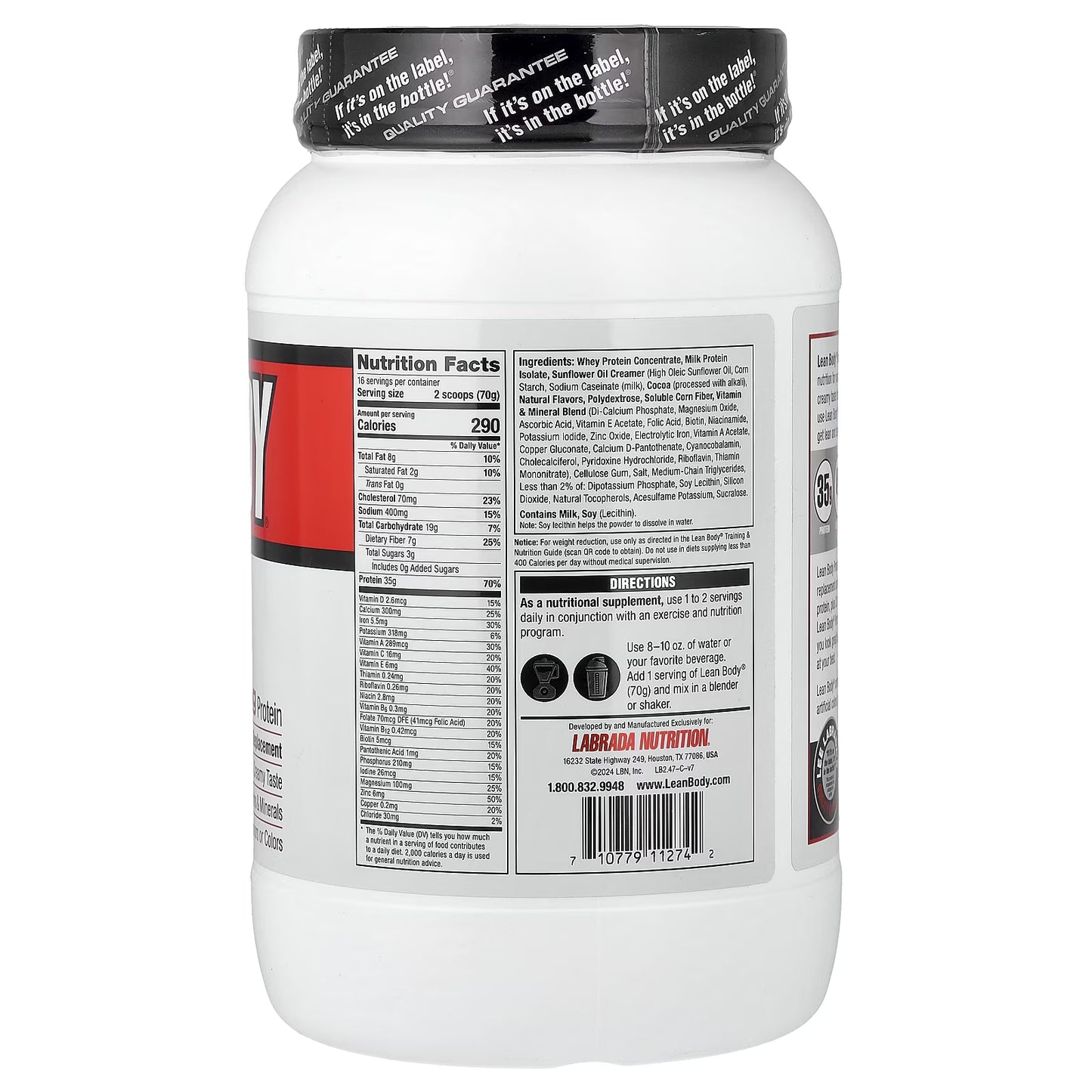 MRP Lean Body Protein Powder, Chocolate, 35G Protein, 2.47 Lb