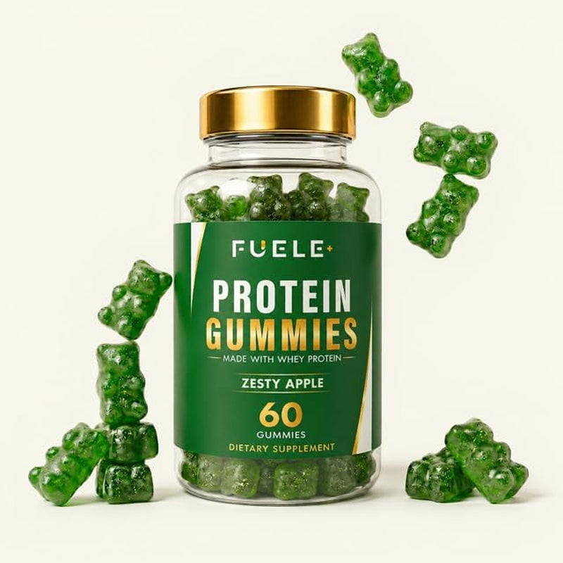 Protein Gummies – High Protein Snack, Zesty Apple Flavor, No Added Sugar, Whey Protein Gummies, Supports Muscle Recovery, Post Workout Supplement (60 Gummies)