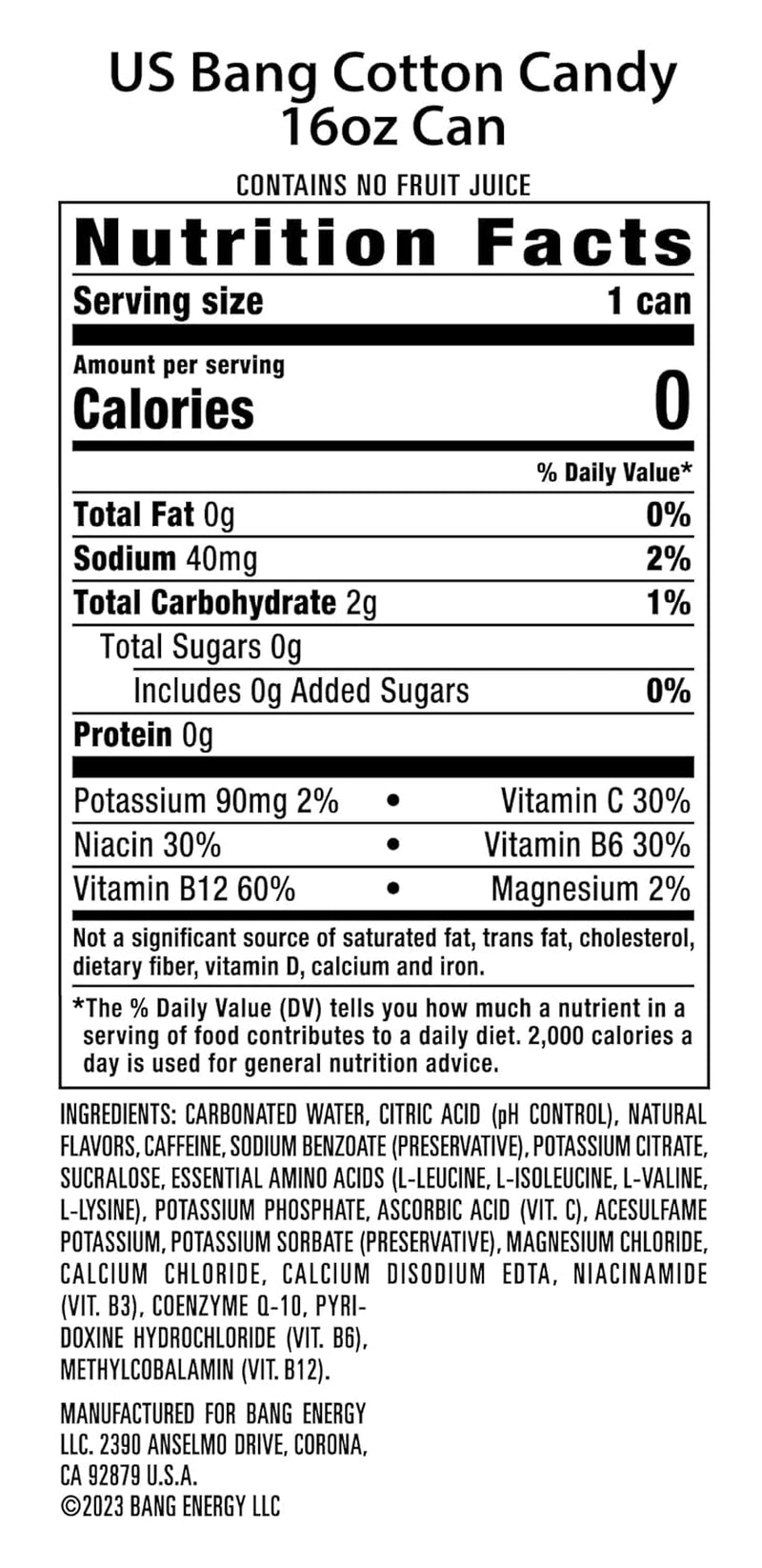 Energy Cotton Candy, Sugar-Free Energy Drink, 16-Ounce | Pack of 12