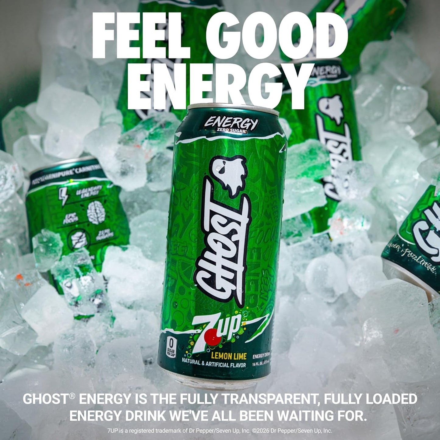 Energy Drink - 12-Pack, 7UP, 16Oz Cans - Energy & Focus & No Artificial Colors - 200Mg of Natural Caffeine, L-Carnitine & Taurine - Gluten-Free & Vegan