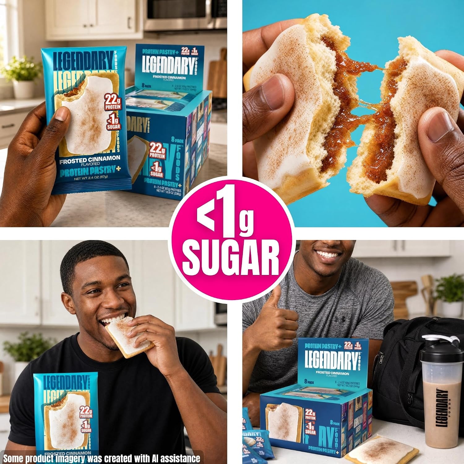 High Protein Pastry, Cinnamon, Low Carb/Low Sugar Snack | Original Protein Pastry, Keto Snack,Frosted Breakfast Tart, High Protein Keto Treats,Healthy Protein Snacks for Adults Kids