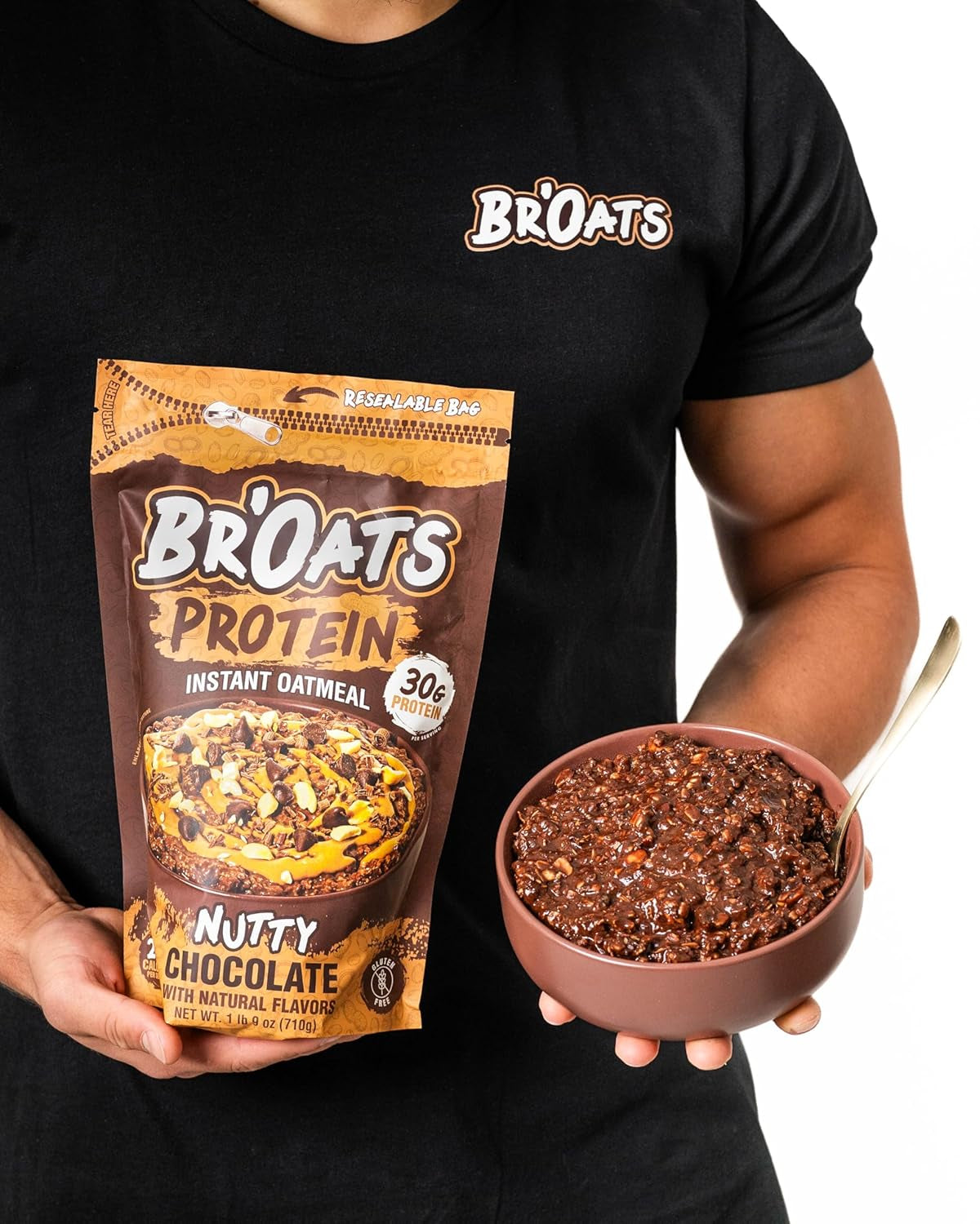 High Protein Oatmeal with 30G of Protein per Serving - Protein Packed Gluten Free Delicious Tasting High Protein Oats (Pack of 1, Nutty Chocolate)
