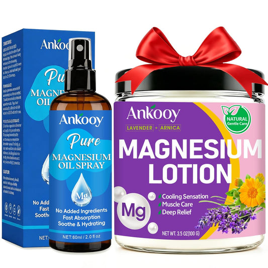 Magnesium Lotion & Pure Magnesium Spray for Feet,Leg,Sleep,Body,Magnesium Oil,Magnesium Chloride,Fast Absorbing,Magnesium Cream with Lavender+Arnica for Relaxation & Muscle Relief Self Care Gifts