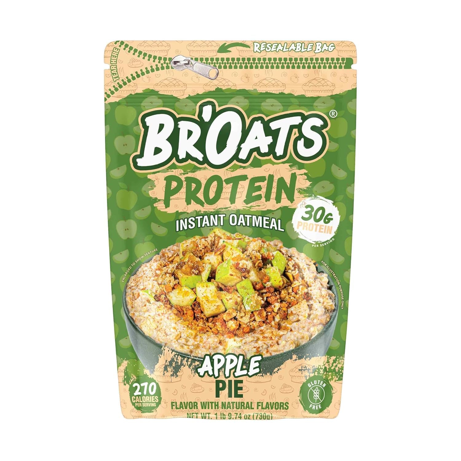 High Protein Oatmeal with 30G of Protein per Serving - Protein Packed Gluten Free Delicious Tasting High Protein Oats (Pack of 1, Apple Pie)