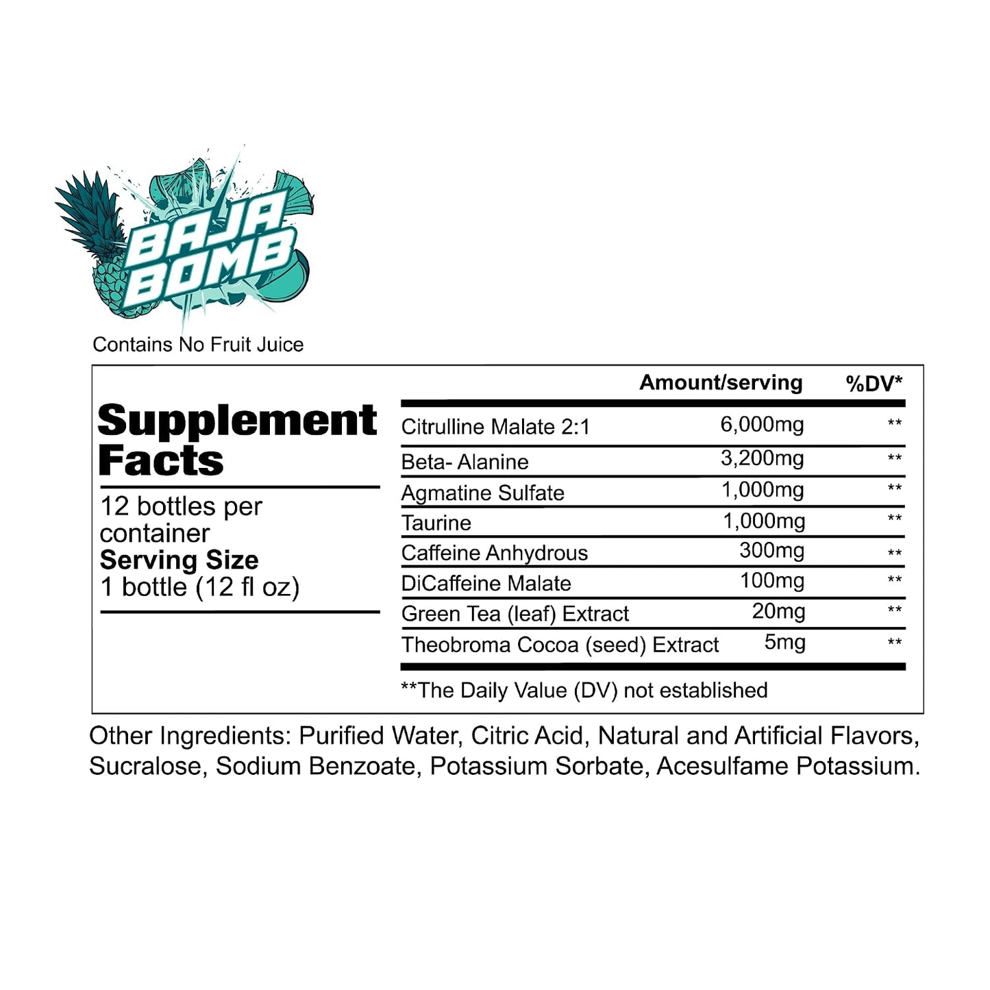 Total War Ready to Drink Pre Workout | Baja Bomb | 365Mg Caffeine + Citrulline Malate + Beta Alanine | Zero Sugar (12 Pack)