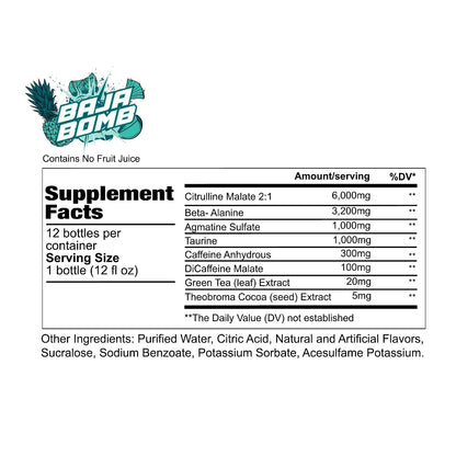 Total War Ready to Drink Pre Workout | Baja Bomb | 365Mg Caffeine + Citrulline Malate + Beta Alanine | Zero Sugar (12 Pack)