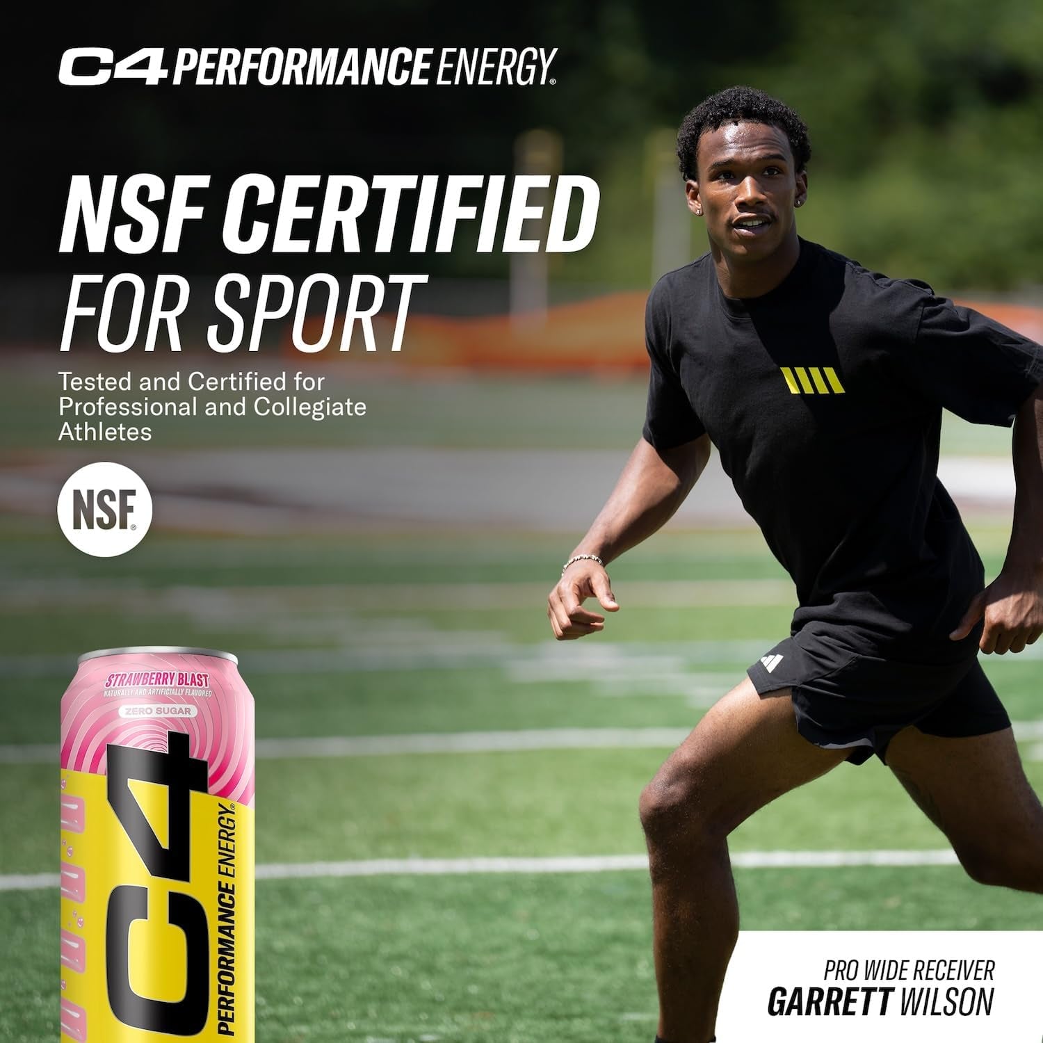 Performance Energy Drink | Strawberry Blast | Zero Sugar Carbonated Preworkout Energy | 200Mg Caffeine with Beta Alanine | 16 Fl Oz (24 Pack)