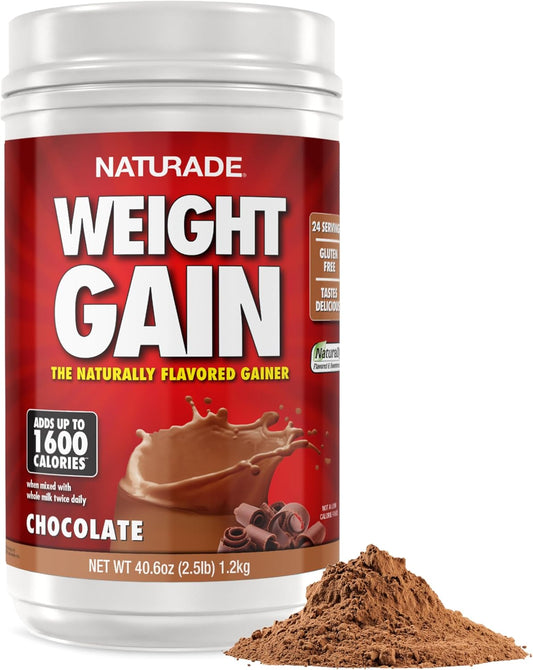 All Natural Weight Gain Drink Mix - Gluten Free, Delicious Taste, 1600 Calories per Serving - Mass Gainer W/Carbohydrates & Protein - Chocolate, 40.6 Ounce (24 Servings)