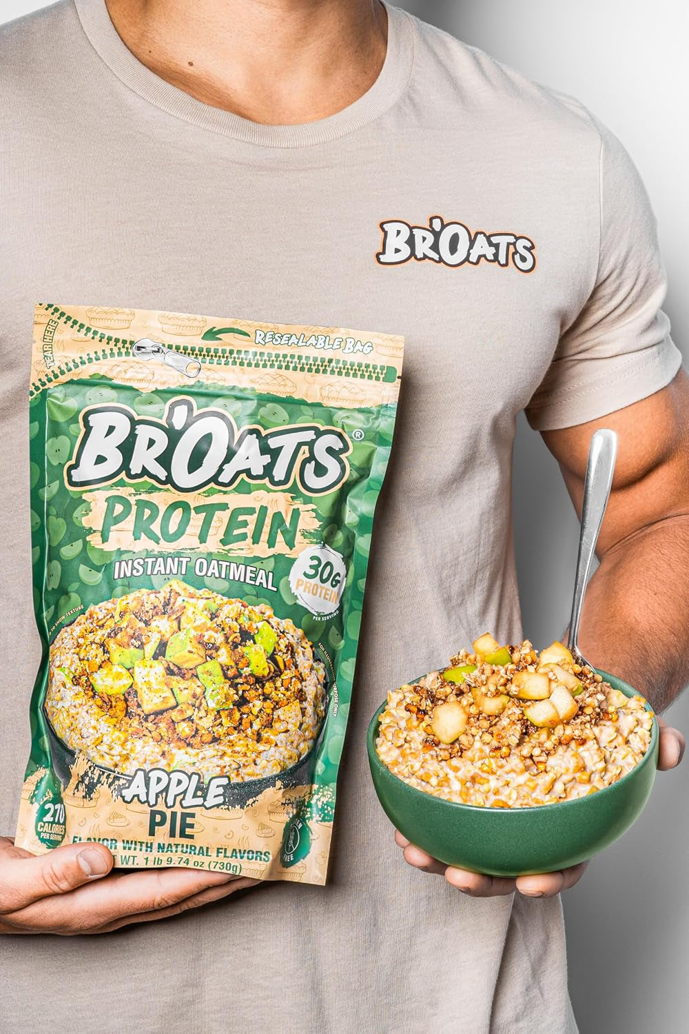 High Protein Oatmeal with 30G of Protein per Serving - Protein Packed Gluten Free Delicious Tasting High Protein Oats (Pack of 1, Apple Pie)