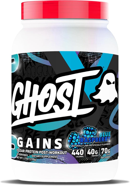 Clear Gains Mass Gainer Protein Powder - Post-Workout Weight Gainer Mix - 40G of Whey Protein Isolate, 440 Calories & 70G Vitargo Carbs - Lean Muscle Building & Recovery - Blue Raspberry