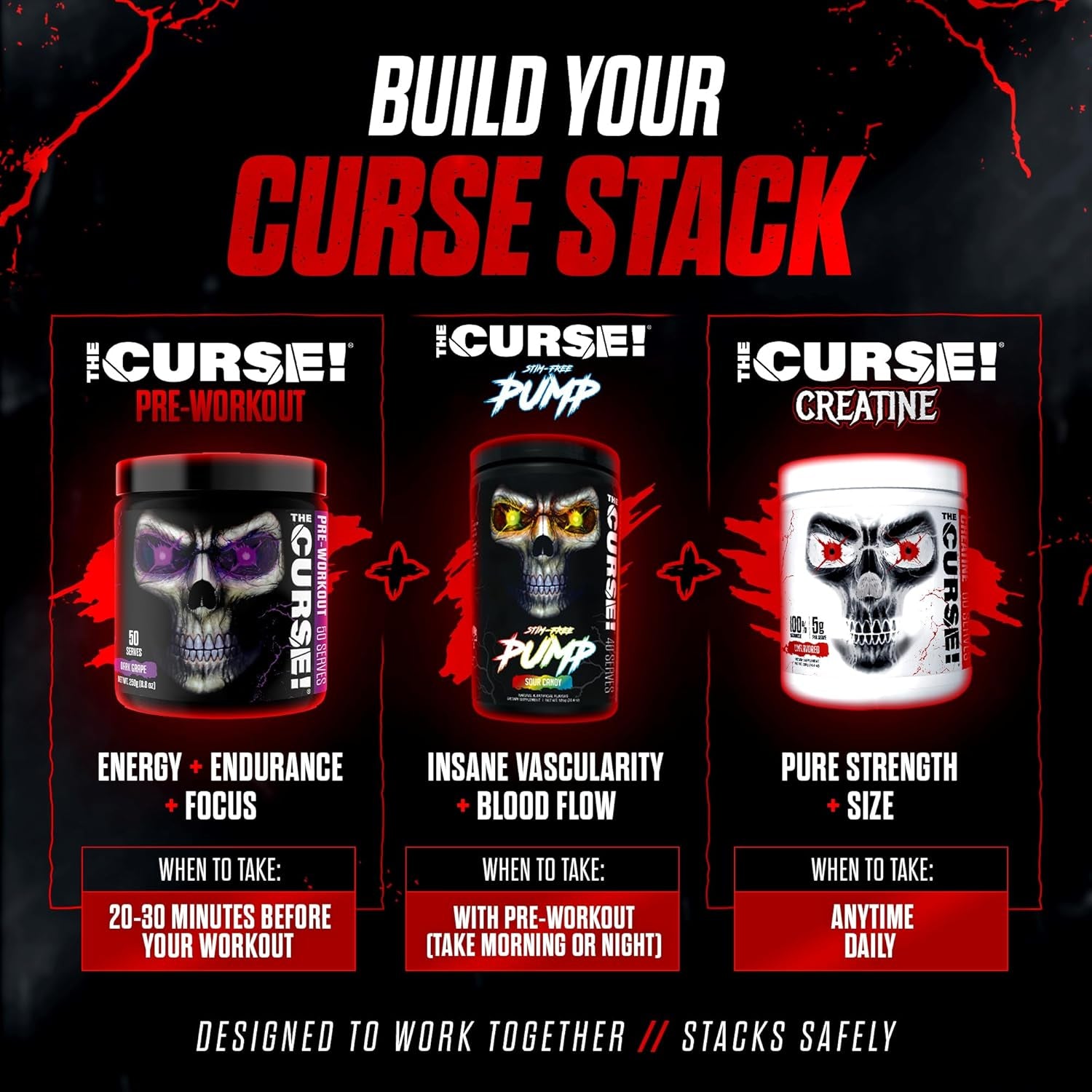 the Curse! Blue Raspberry Pre Workout Powder with Creatine – Extreme Energy Preworkout for Men & Women – 50 Servings – L Citrulline, Beta Alanine & Caffeine for Pump, Strength & Focus