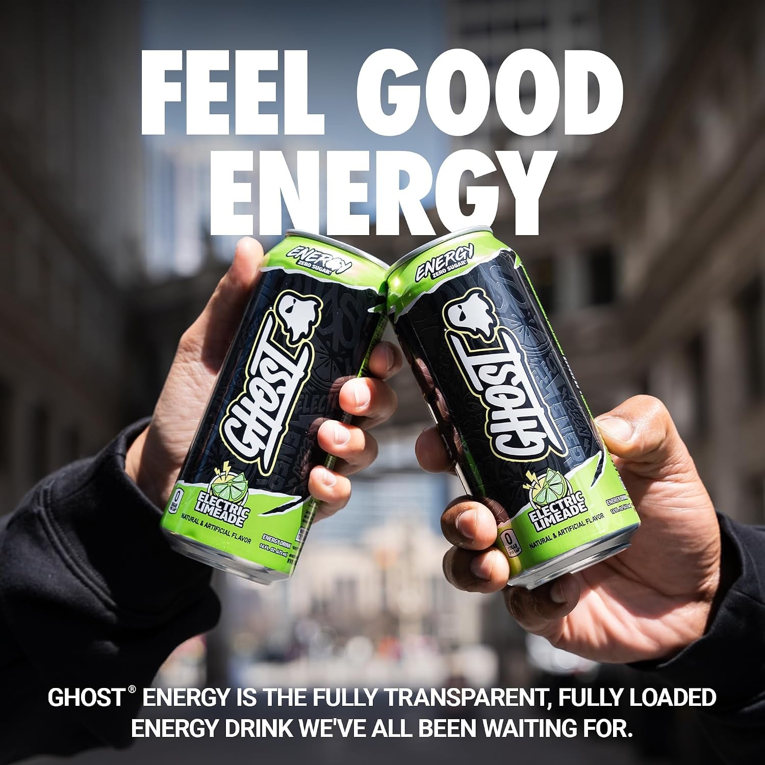 Energy Drink - 12-Pack, Electric Limeade, 16Oz Cans - Energy & Focus & No Artificial Colors - 200Mg of Natural Caffeine, L-Carnitine & Taurine - Gluten-Free & Vegan