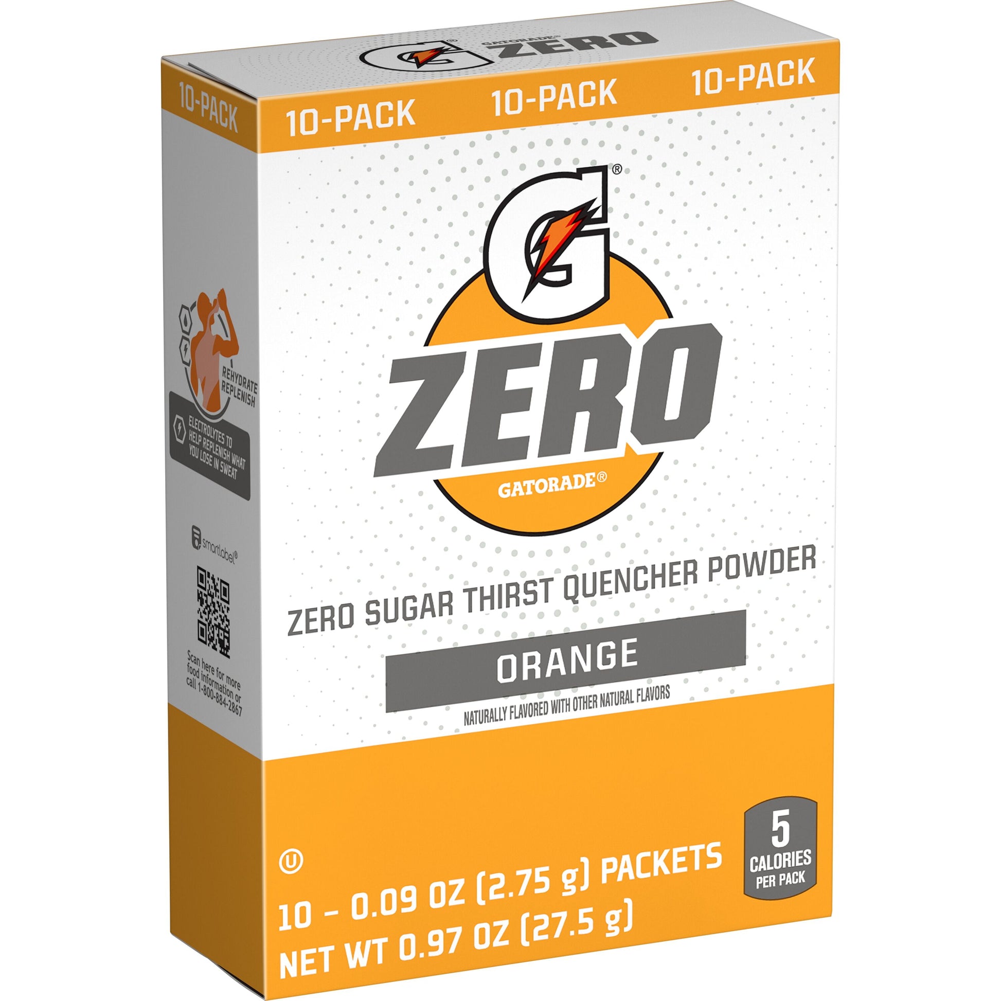 (12 Pack) (12 Pack)  G Zero Sports Drink Orange Flavoured, Powdered Energy Drink Mix, 0.9 Oz, 10 Count Packets