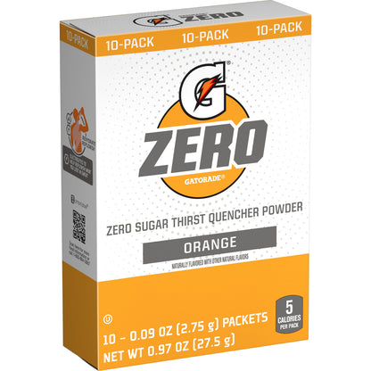 (12 Pack) (12 Pack)  G Zero Sports Drink Orange Flavoured, Powdered Energy Drink Mix, 0.9 Oz, 10 Count Packets