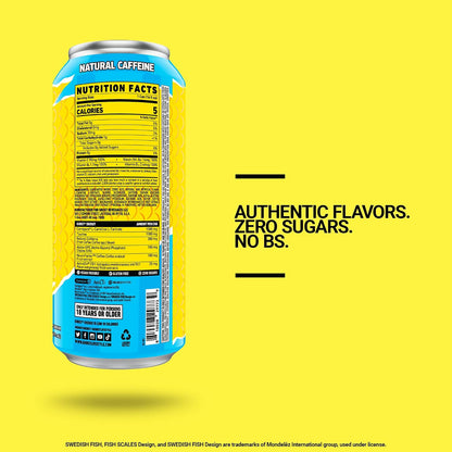 Energy Drink - 12-Pack, Swedish Fish, 16Oz Cans - Energy & Focus & No Artificial Colors - 200Mg of Natural Caffeine, L-Carnitine & Taurine - Gluten-Free & Vegan