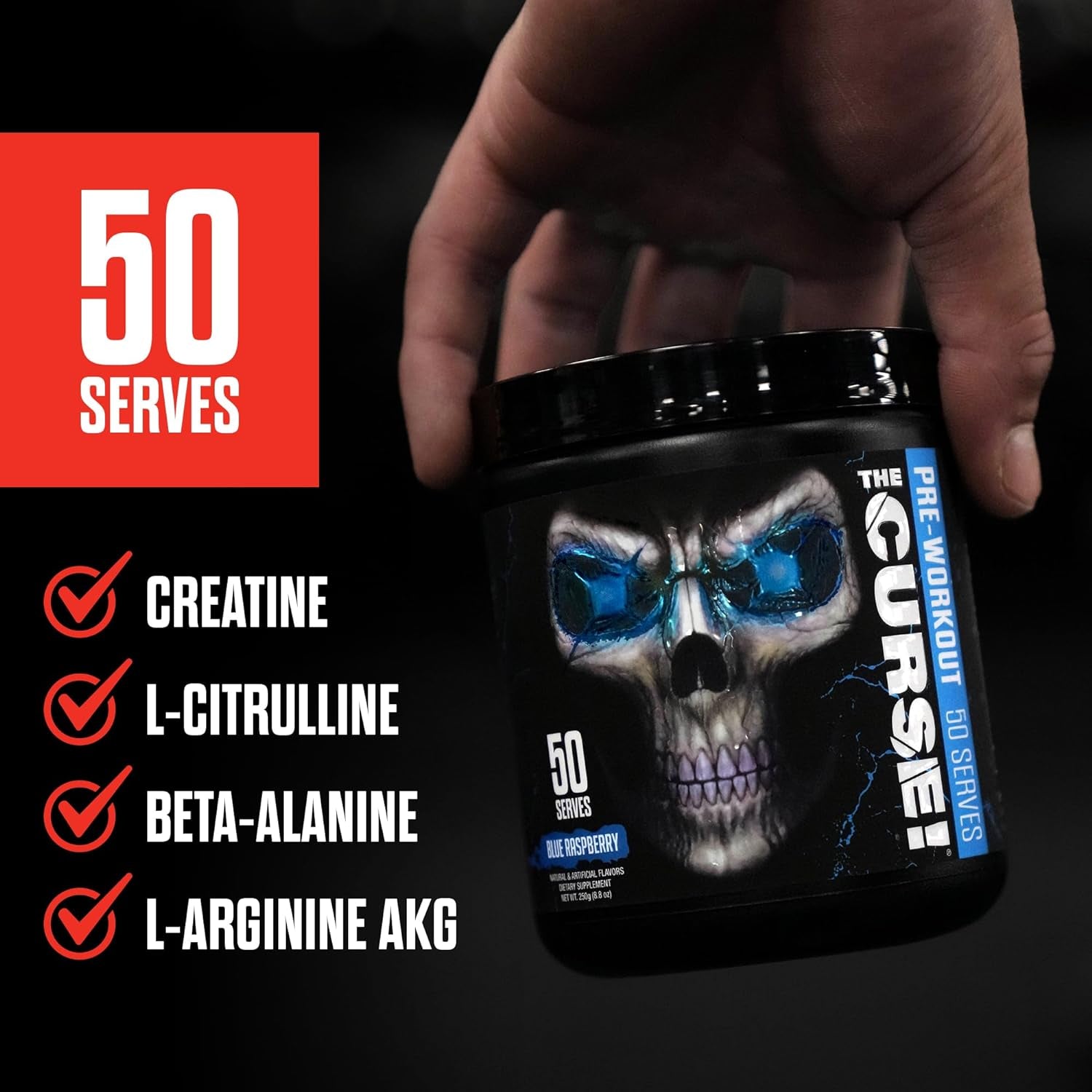the Curse! Fruit Punch Pre Workout Powder with Creatine – Extreme Energy Preworkout for Men & Women – 50 Servings – L Citrulline, Beta Alanine & Caffeine for Pump, Strength & Focus