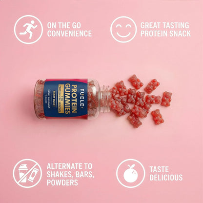 Protein Gummies – 12G High Protein Snack, Mixed Berry Flavor, No Added Sugar, Whey Protein Gummies, Supports Muscle Recovery, Post Workout Supplement
