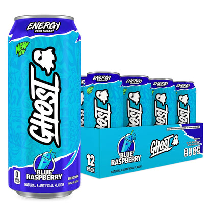 Energy Drink - 12-Pack, Blue Raspberry, 16Oz Cans - Energy & Focus & No Artificial Colors - 200Mg of Natural Caffeine, L-Carnitine & Taurine - Gluten-Free & Vegan