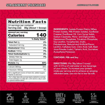 SYNTHA-6 Isolate, Strawberry Post Workout Protein Powder for Muscle Gain, Whey Protein Isolate, Milk Protein Isolate, Essential Amino Acids, Strawberry Milkshake, 2.01 Pounds, 24 Servings
