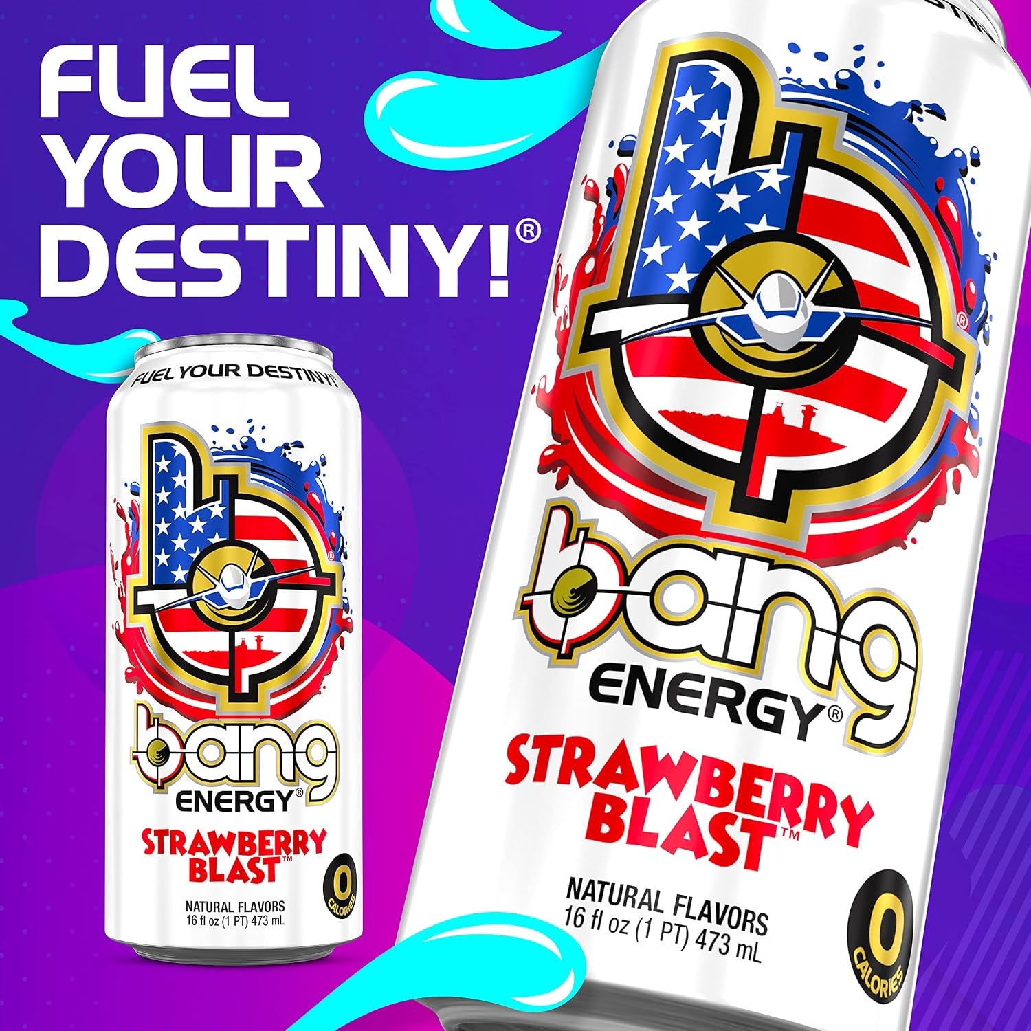 Energy Strawberry Blast, Sugar-Free Energy Drink, 16 Ounce (Pack of 24)