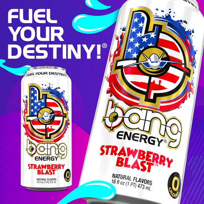 Energy Strawberry Blast, Sugar-Free Energy Drink, 16 Ounce (Pack of 24)