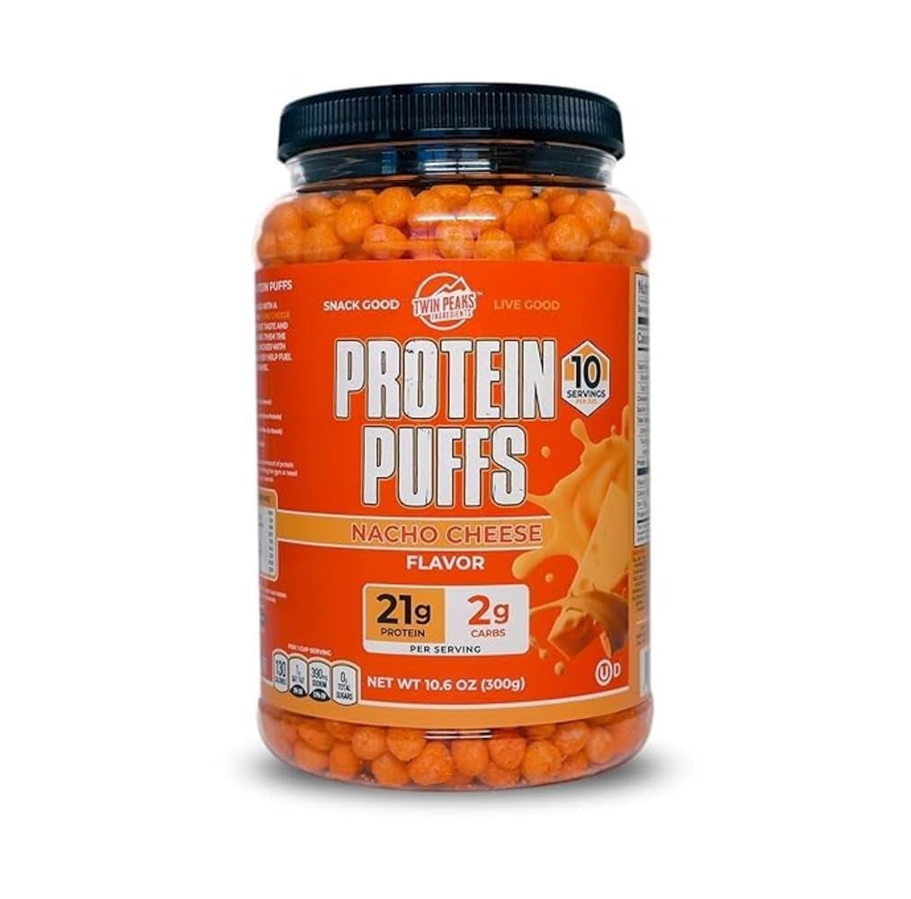 Twin Peaks Protein Puffs - (Nacho Cheese), Keto Friendly, Low Carb Snack (300G, 21G Protein, 2G Net Carbs, High Protein, Healthy Crunchy Snack).