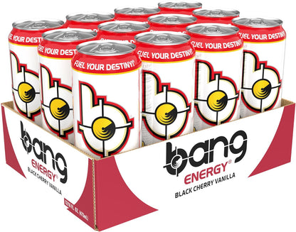 Energy Black Cherry Vanilla, Sugar-Free Energy Drink, 16-Ounce | Pack of 12