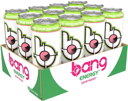 Energy Sour Heads, Sugar-Free Energy Drink, 16-Ounce | Pack of 12