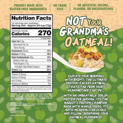 High Protein Oatmeal with 30G of Protein per Serving - Protein Packed Gluten Free Delicious Tasting High Protein Oats (Pack of 1, Apple Pie)