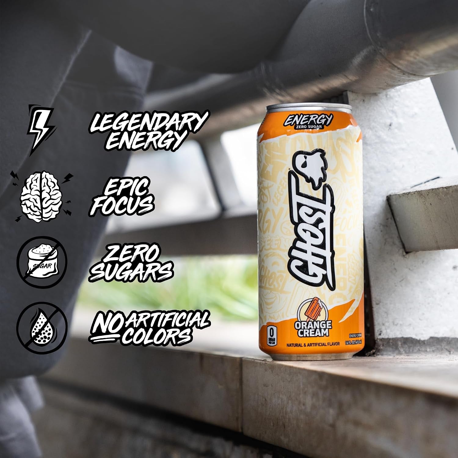 Energy Drink,Orange Cream,16Oz Cans - Energy & Focus & No Artificial Colors - 200Mg of Natural Caffeine,L-Carnitine-& Taurine - Gluten-Free-& Vegan,(Pack of 24)