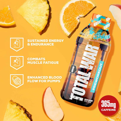 Total War Ready to Drink Pre Workout | Baja Bomb | 365Mg Caffeine + Citrulline Malate + Beta Alanine | Zero Sugar (12 Pack)