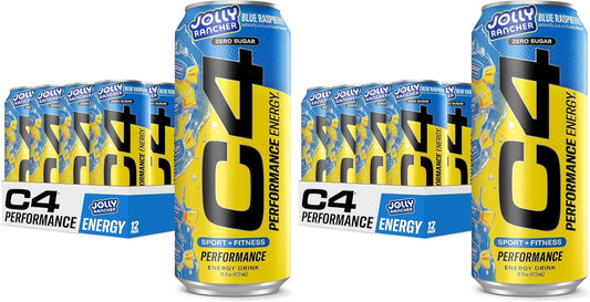 Performance Energy Drink | JOLLY RANCHER Blue Raspberry | Zero Sugar Carbonated Preworkout Energy | 200Mg Caffeine with Beta Alanine | 16 Fl Oz (24 Pack)