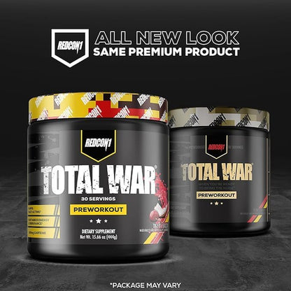 Total War Pre Workout, Sour Gummy Bear - Contains 320Mg of Caffeine from Green Tea, Juniper & Beta Alanine - Pre Work Out with Amino Acids to Increase Pump, Energy + Endurance (30 Servings)