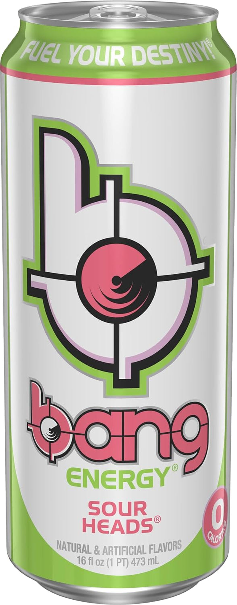 Energy Sour Heads, Sugar-Free Energy Drink, 16-Ounce | Pack of 12