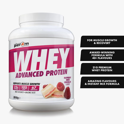 Whey Protein Powder | High Protein Shake for Muscle Growth & Recovery | Low Sugar Gym Supplement | Sports Nutrition Drink + Amino Acids (2010G, Raspberry White Chocolate)