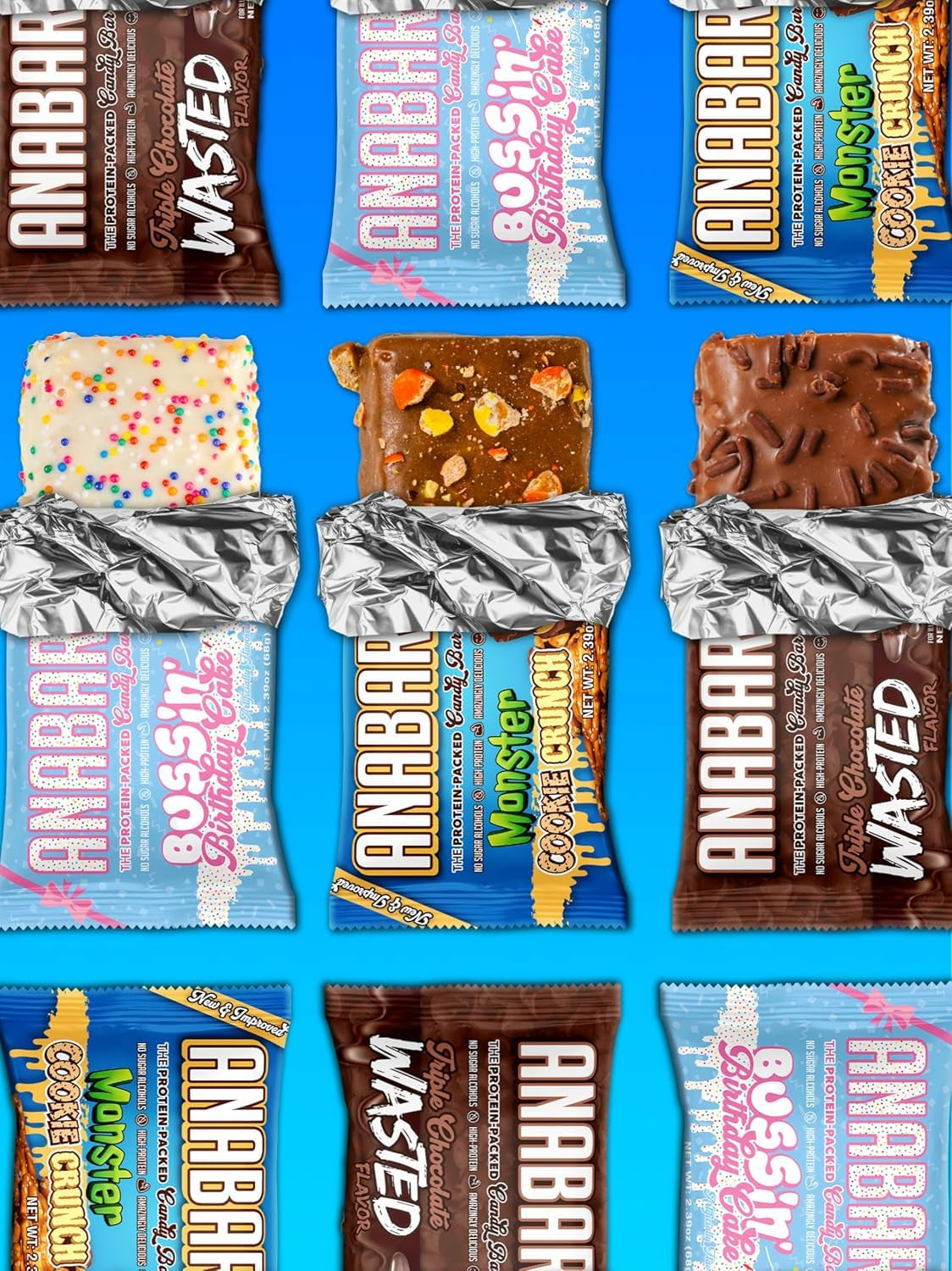 Anabar Protein Bar, the Protein-Packed Candy Bar, Amazing Tasting Protein Bar, No Sugar Alcohols, High Protein, Amazingly Delicious (12 Bars, Milk Chocolate Monster Cookie Crunch)