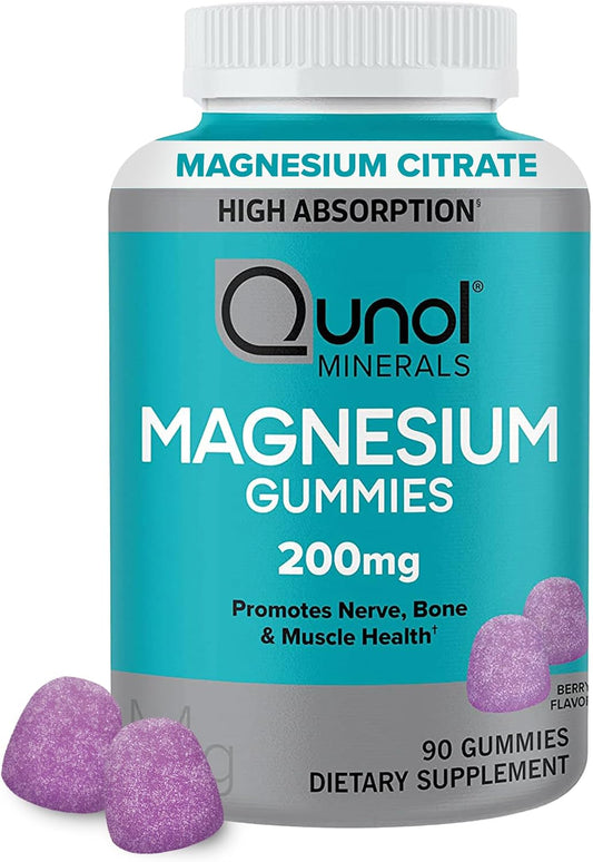Magnesium Gummies for Adults, 200Mg Elemental Magnesium (From 1,750Mg Magnesium Citrate), High Absorption Magnesium Supplement, Supports Nerve, Bone and Muscle Health, Vegetarian, 90 Count