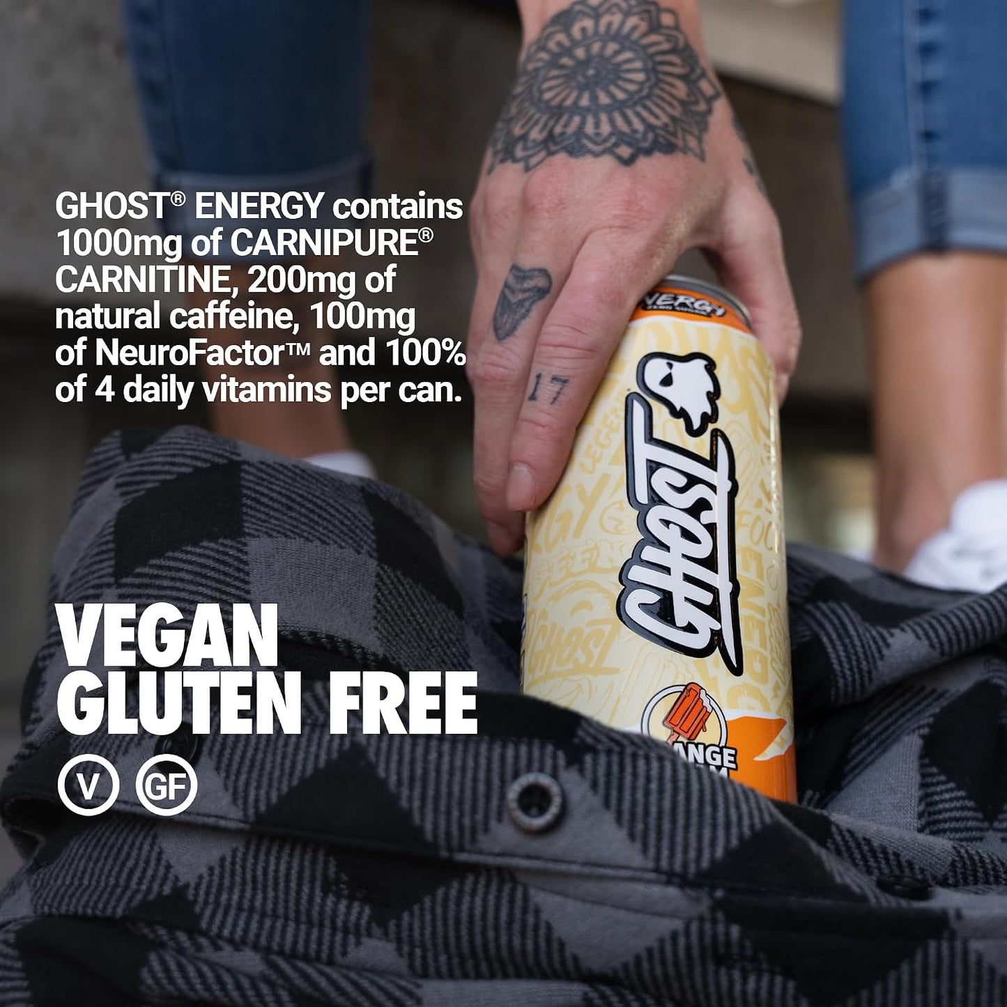 Energy Drink,Orange Cream,16Oz Cans - Energy & Focus & No Artificial Colors - 200Mg of Natural Caffeine,L-Carnitine-& Taurine - Gluten-Free-& Vegan,(Pack of 24)