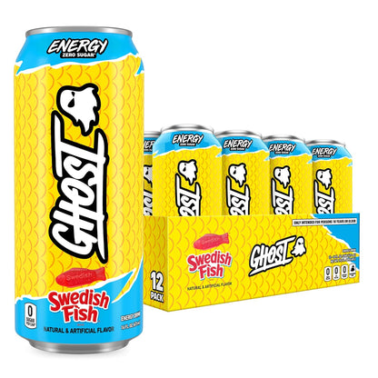 Energy Drink - 12-Pack, Swedish Fish, 16Oz Cans - Energy & Focus & No Artificial Colors - 200Mg of Natural Caffeine, L-Carnitine & Taurine - Gluten-Free & Vegan