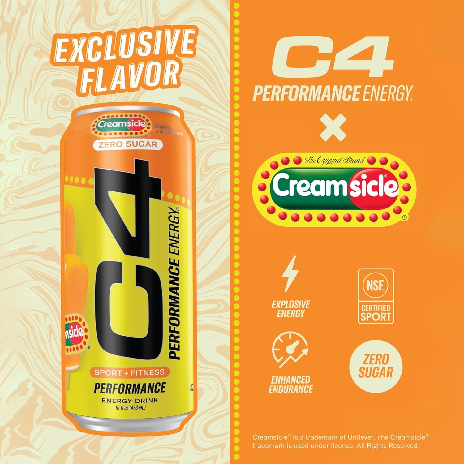 Performance Energy Drink, Orange Creamsicle, Zero Sugar Carbonated Preworkout Energy, 200Mg Caffeine with Beta Alanine, 16 Fl Oz (12 Pack)