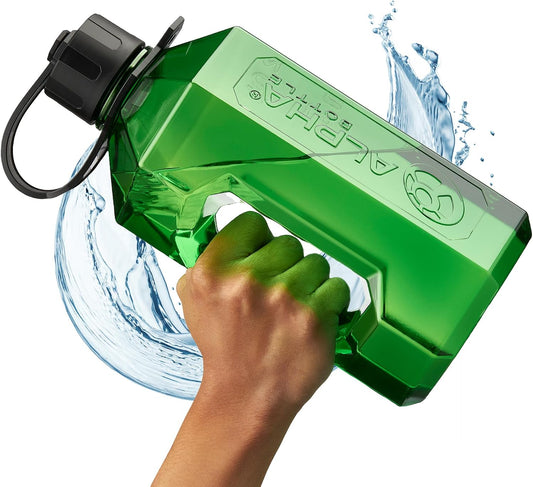 | 2 Litre Water Bottle | 2.4L Large Drinks Water Jug | Gym, Holiday, Travel | Green