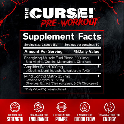 the Curse! Tropical Storm Pre Workout Powder with Creatine – Extreme Energy Preworkout for Men & Women – 50 Servings – L Citrulline, Beta Alanine & Caffeine for Pump, Strength & Focus