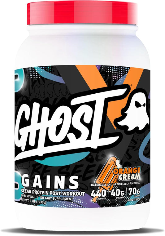 Clear Gains Mass Gainer Protein Powder - Post-Workout Weight Gainer Mix - 40G of Whey Protein Isolate, 440 Calories & 70G Vitargo Carbs - Lean Muscle Building & Recovery - Orange Cream