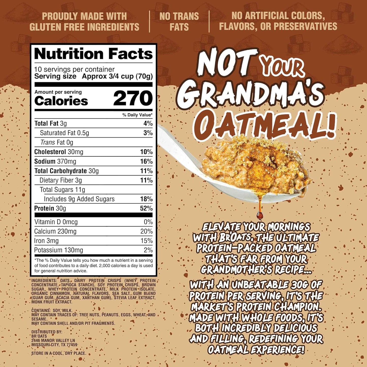 High Protein Oatmeal with 30G of Protein per Serving - Protein Packed Gluten Free Delicious Tasting High Protein Oats (Pack of 1, Maple Brown Sugar)