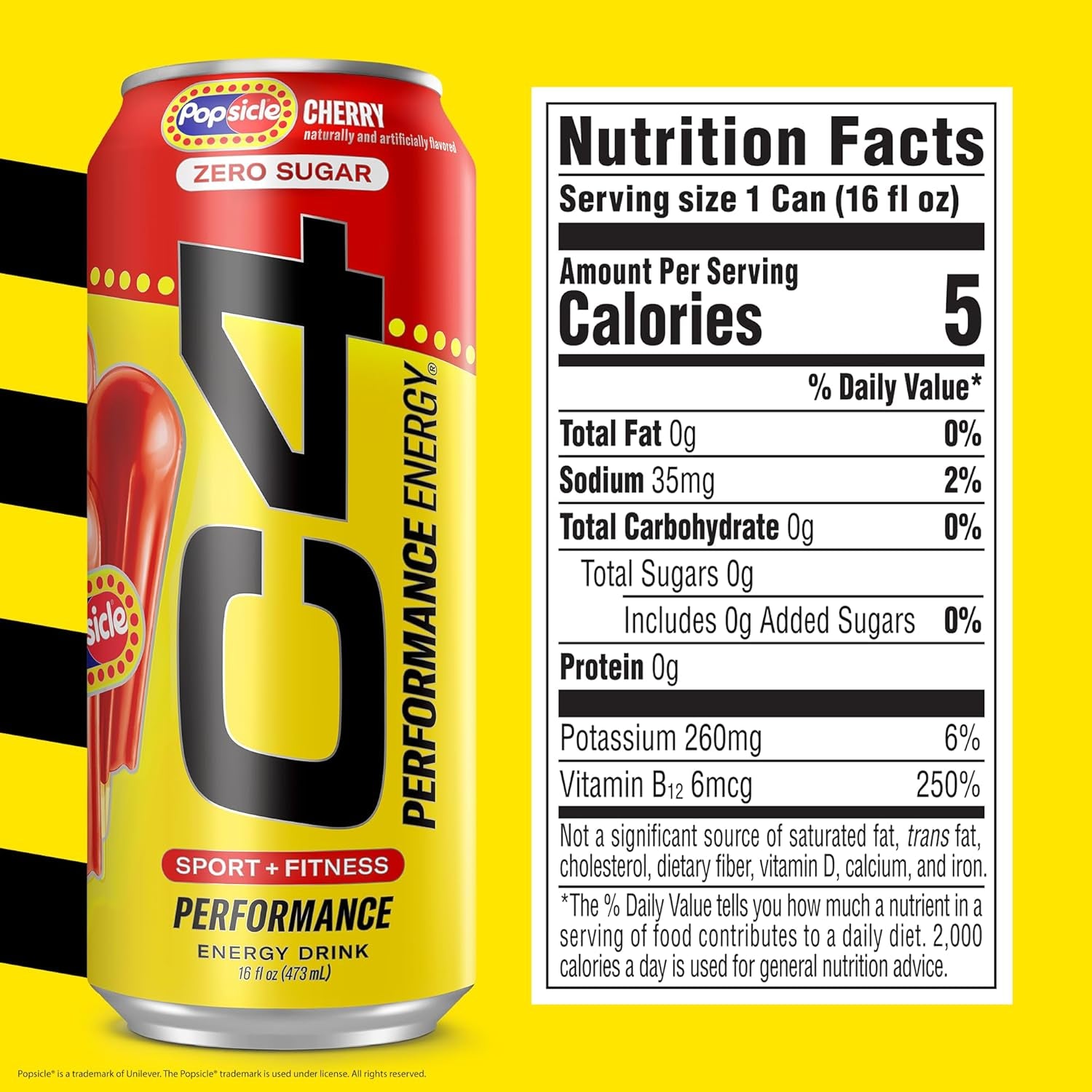 Performance Energy Drink, Cherry Popsicle, Zero Sugar Carbonated Preworkout Energy, 200Mg Caffeine with Beta Alanine, 16 Fl Oz (12 Pack)