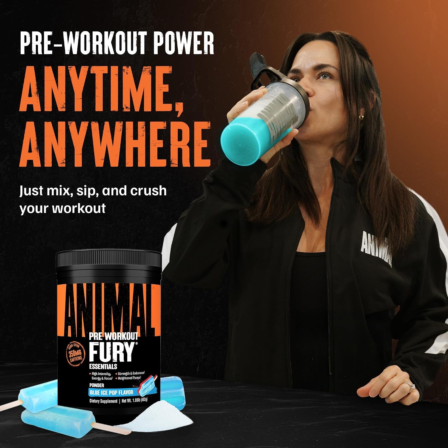 Fury Pre Workout Powder – Blue Ice Pop, 350Mg Caffeine, BCAA Amino Acids, 2G Beta Alanine, Citrulline & Tyrosine, Energy, Focus, Strength, Endurance, Preworkout for Men & Women, 30 Servings