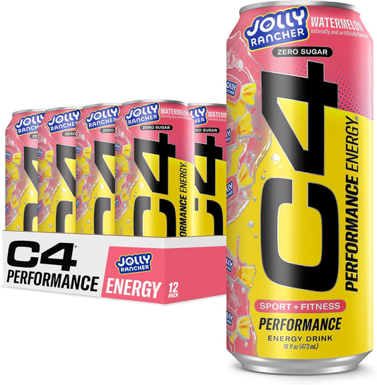 Performance Energy Drink, Jolly Rancher Watermelon, Zero Sugar Carbonated Preworkout Energy, 200Mg Caffeine with Beta Alanine, 16 Fl Oz (12 Pack)