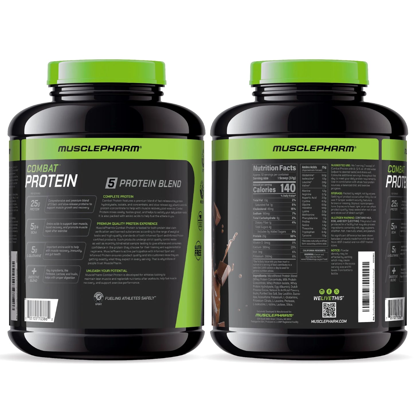 Combat Protein Powder, Chocolate Milk, 25G Protein, 4Lb, 64Oz
