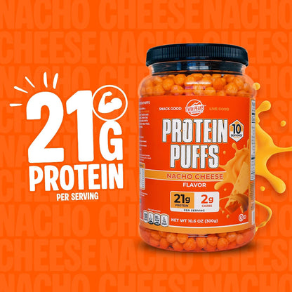 Twin Peaks Protein Puffs - (Nacho Cheese), Keto Friendly, Low Carb Snack (300G, 21G Protein, 2G Net Carbs, High Protein, Healthy Crunchy Snack).