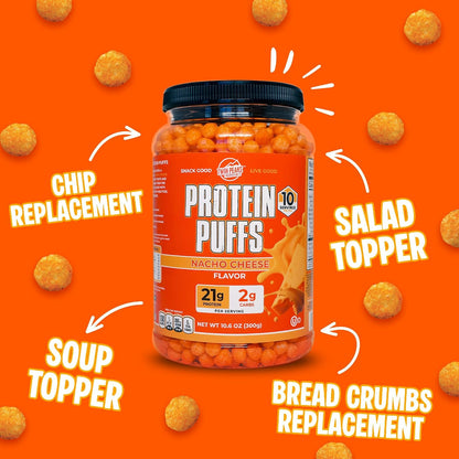 Twin Peaks Protein Puffs - (Nacho Cheese), Keto Friendly, Low Carb Snack (300G, 21G Protein, 2G Net Carbs, High Protein, Healthy Crunchy Snack).